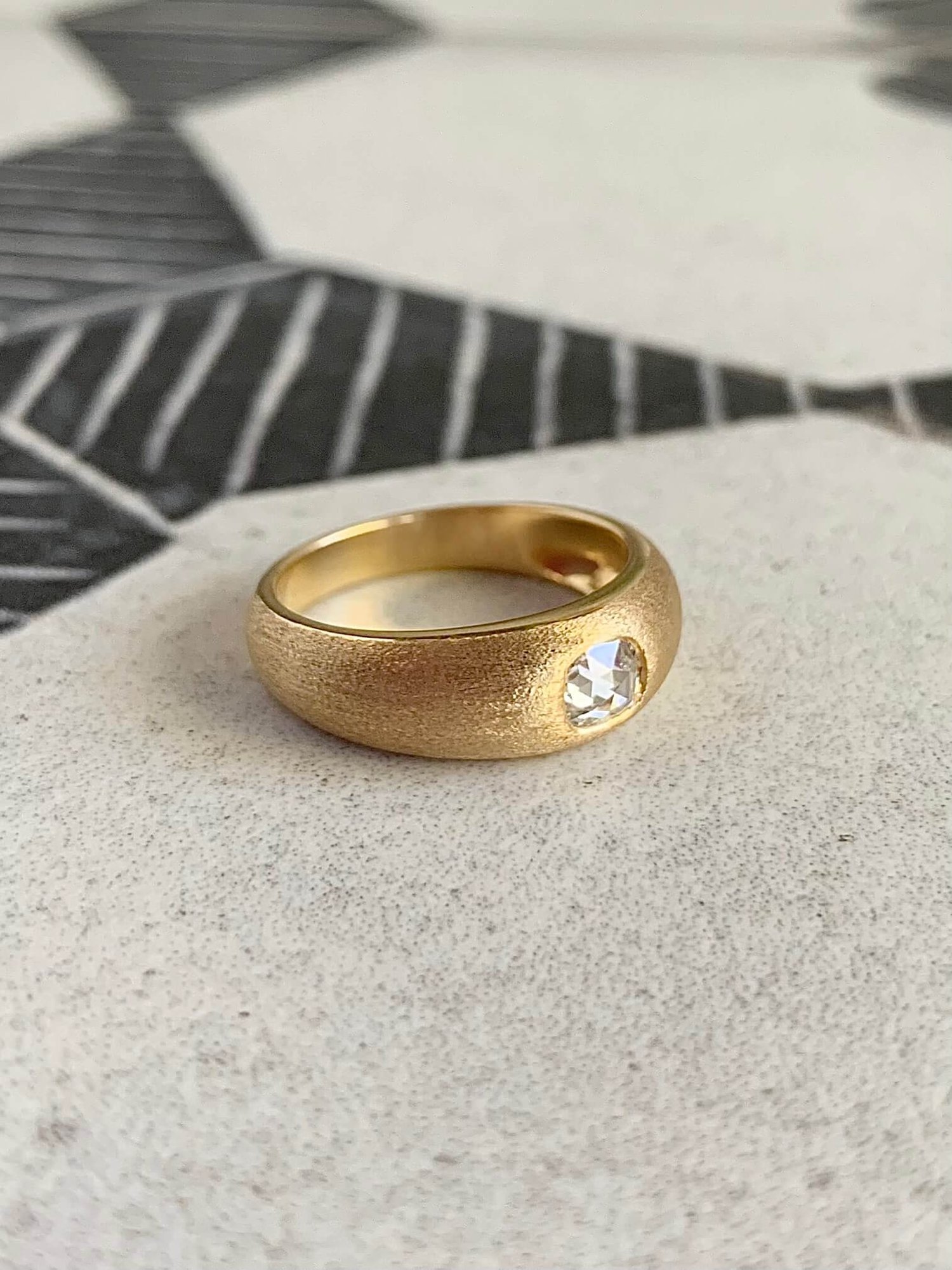 31 Carat Rose Cut Diamond 18K Brushed Yellow Gold Domed Engagement Ring Albuquerque Jewelry Engagement Rings Albuquerque New Mexico Ooh